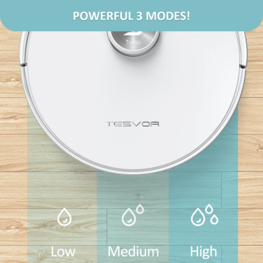 Tesvor S6 Turbo Robot Vacuum has three modes